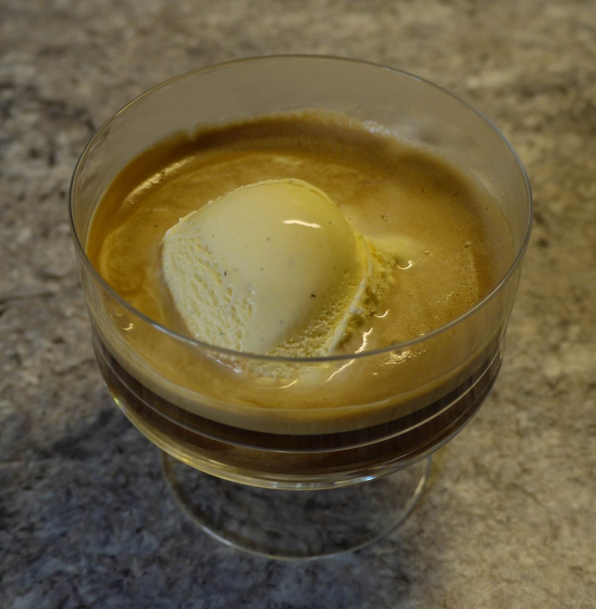 And the affogato — espresso poured over ice cream, which is the whole coffee-and-dairy-and-sugar thesis served in one glass
