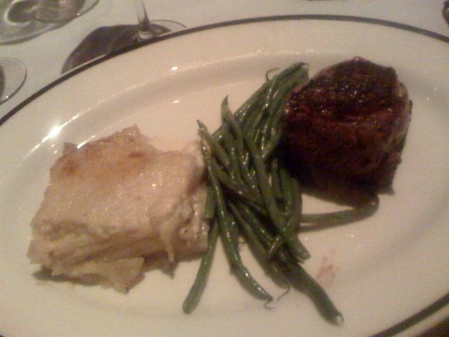 A coffee-rubbed filet. The rub goes on dry, the coffee behaves like any other roasted, bitter, aromatic ground seed, and the crust does the rest