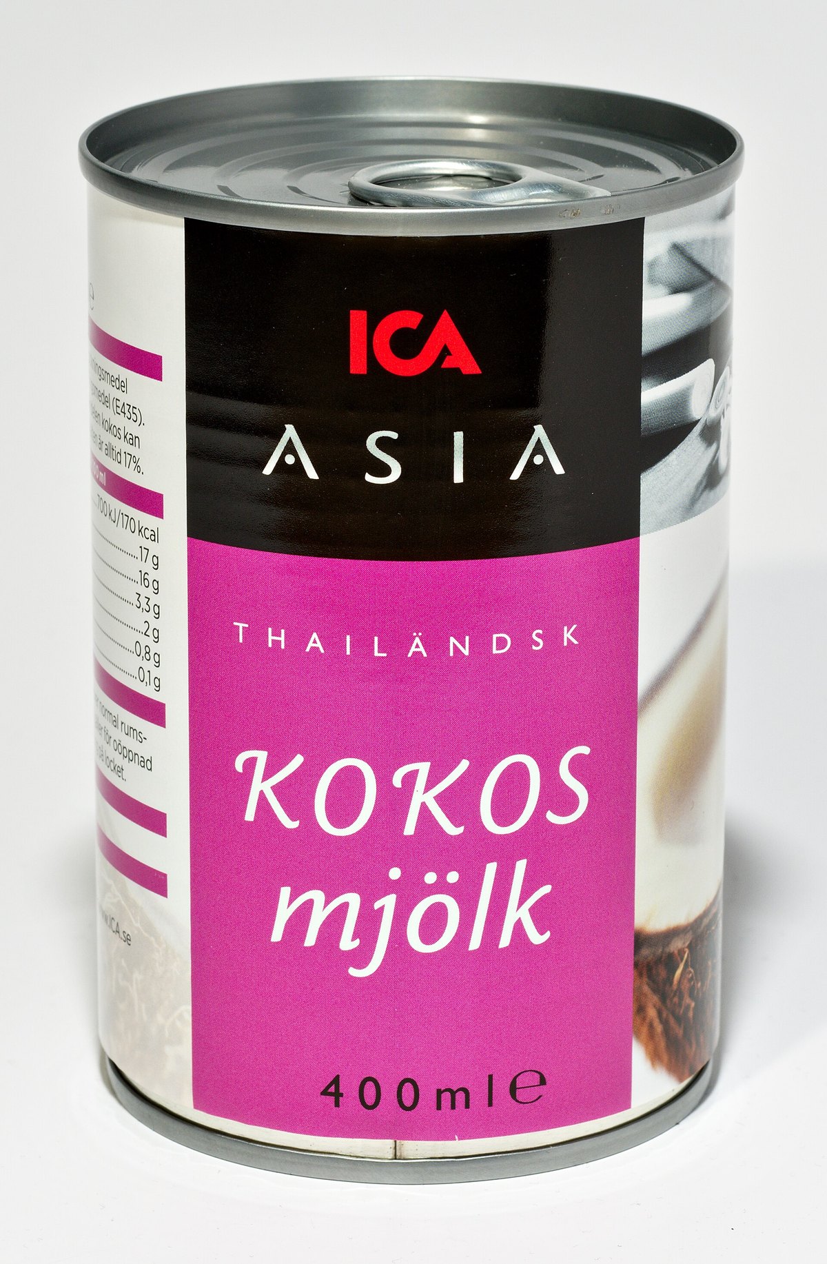 A can of coconut milk — the label is the part that matters