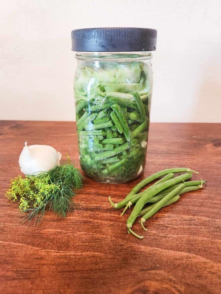 Dilly beans — green beans in brine with dill and garlic. Almost impossible to ruin, and they stay crisp