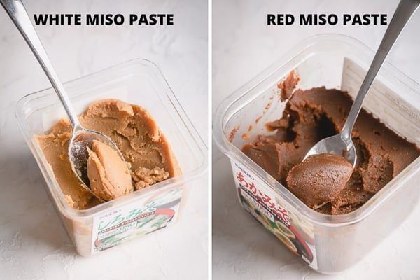 Pale and dark miso side by side. The difference is koji ratio, salt, and time — nothing else