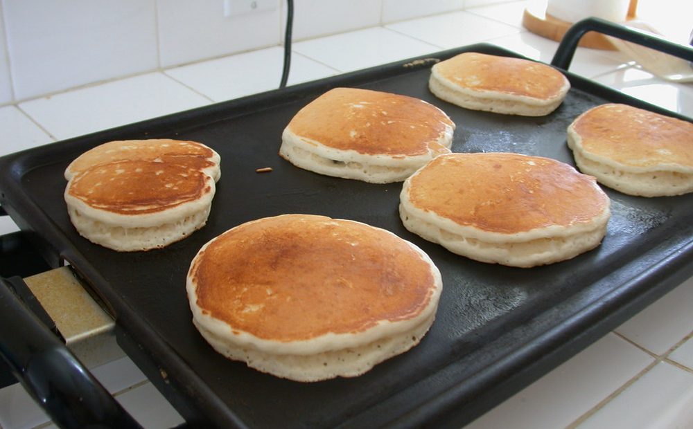 The griddle line mid-service (placeholder for my electric griddles)