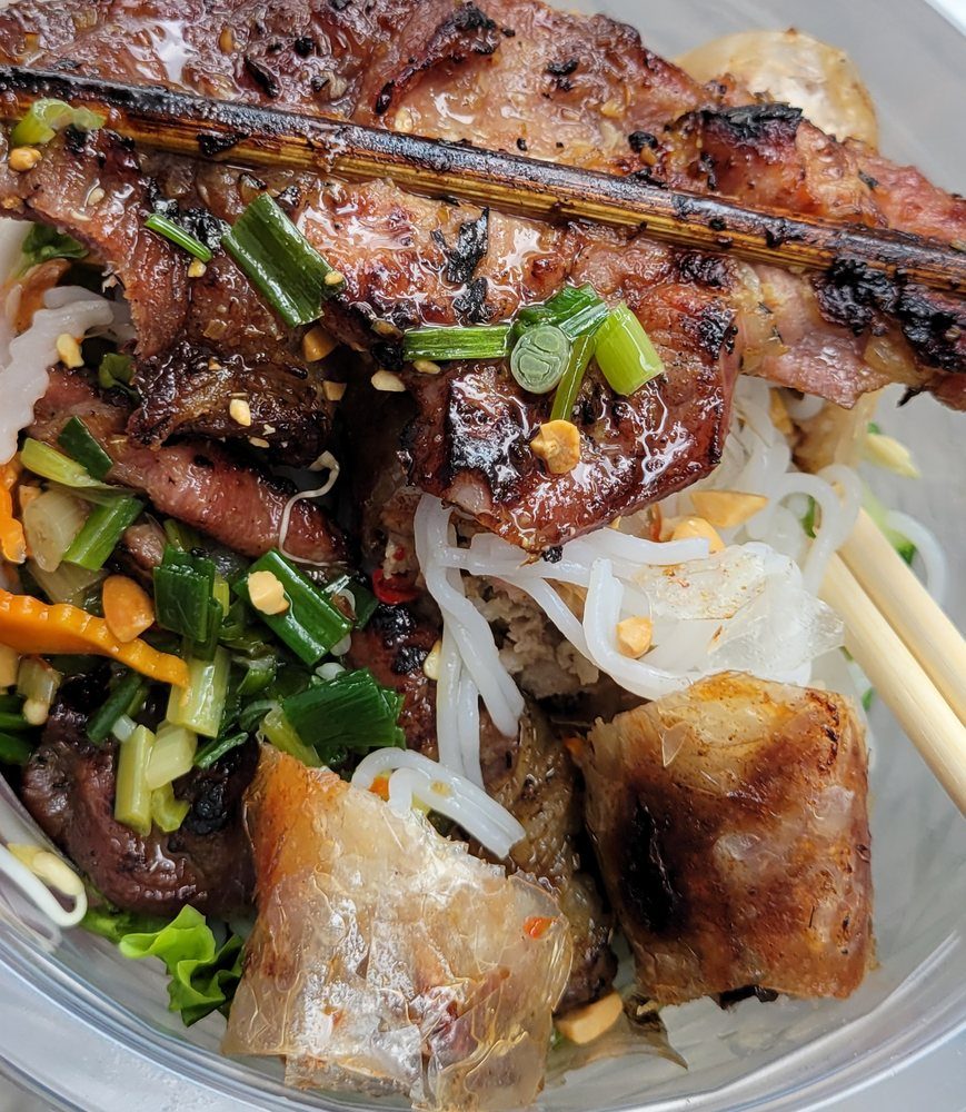 Bún Thịt Nướng Chả Giò (Grilled Pork and Spring Roll Noodle Bowl)