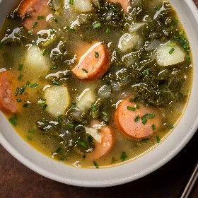 Caldo Verde (Portuguese Potato and Kale Soup with Sausage)
