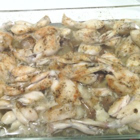 Frog Legs with Oyster Mushrooms, Baked