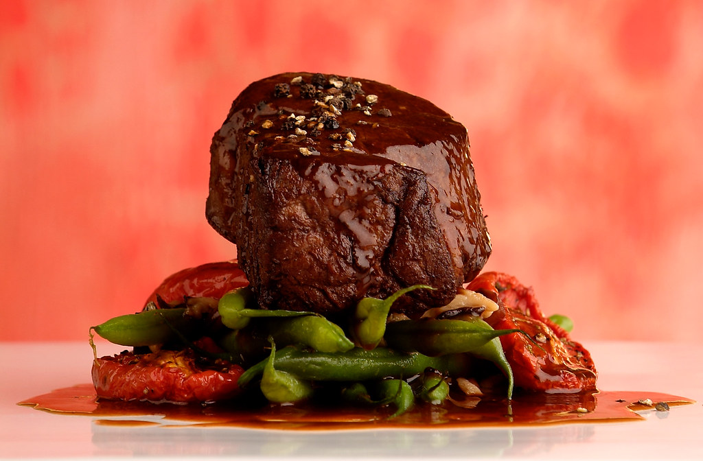Green Peppercorn Beef Tenderloin with Vinegar-Glazed Leeks