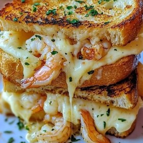 Grilled Cheese, Cheesy Garlic and Shrimp