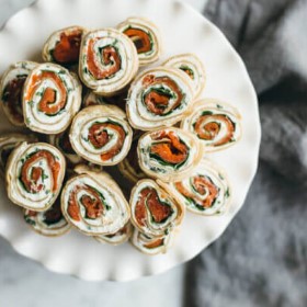 Herbed Chevre, Spinach and Smoked Salmon Pinwheels (Gluten-Free)