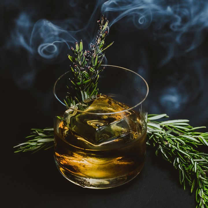 Old Fashioned, Torched Rosemary and Maple