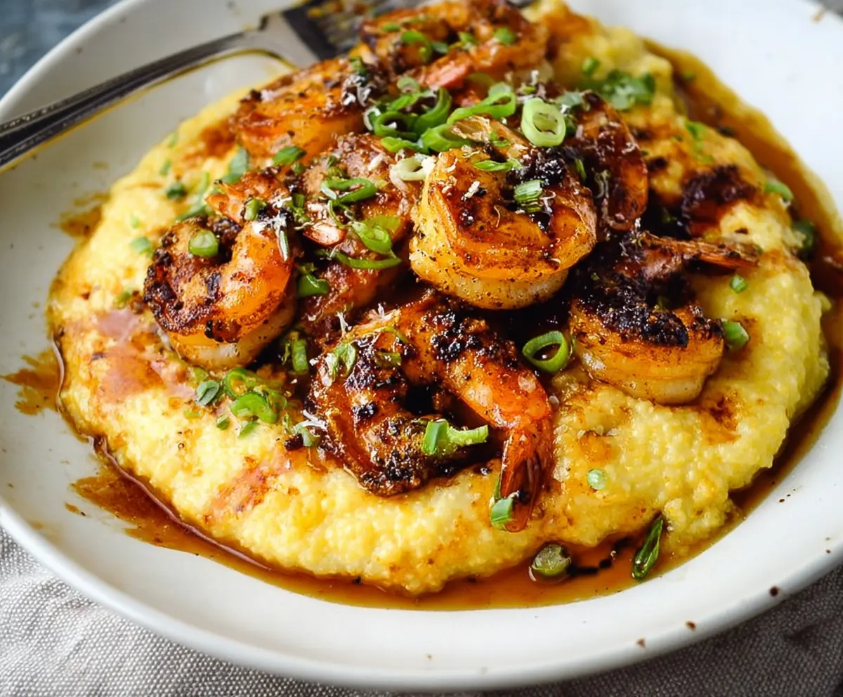 Paula Deen's Cheesy Shrimp on Grits Toast
