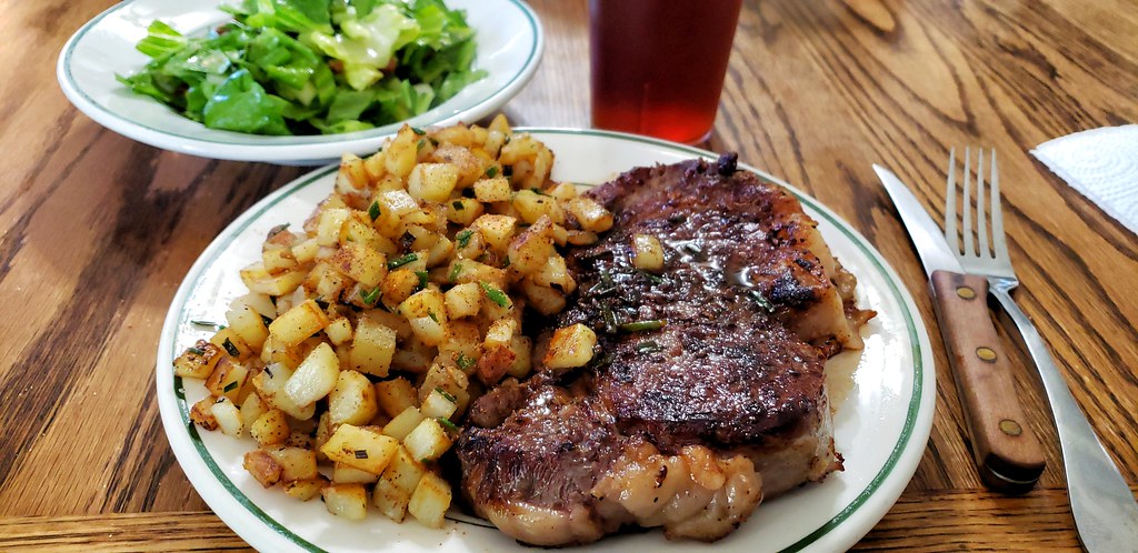 Robert Irvine's Pan-Seared Rib Eye with Blue Cheese Mashed Potatoes