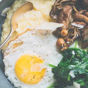 Soft Polenta with Mushrooms and Spinach
