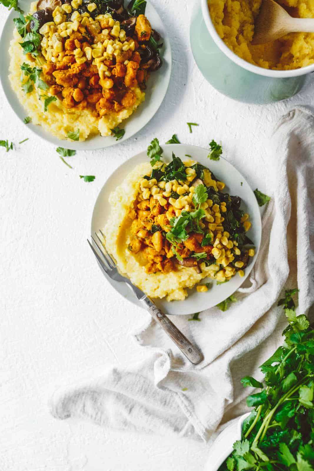 Vegan Grits with Creamy Beans and Collards