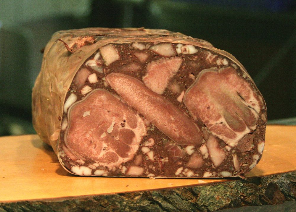 Zungenwurst (German Tongue and Blood Sausage)