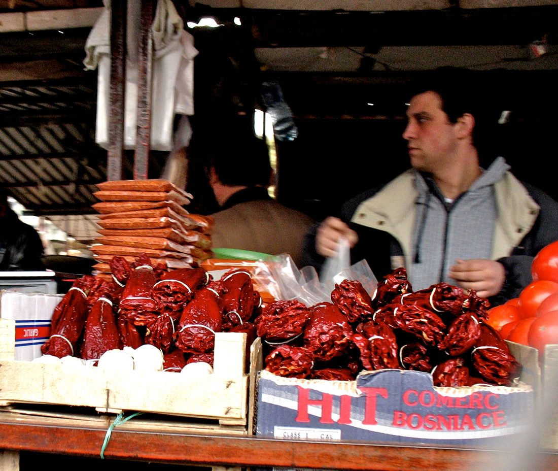 Dried red paprika at a Hungarian market — an American plant, delivered by the Ottomans, that only became “Hungarian” in the 1800s.