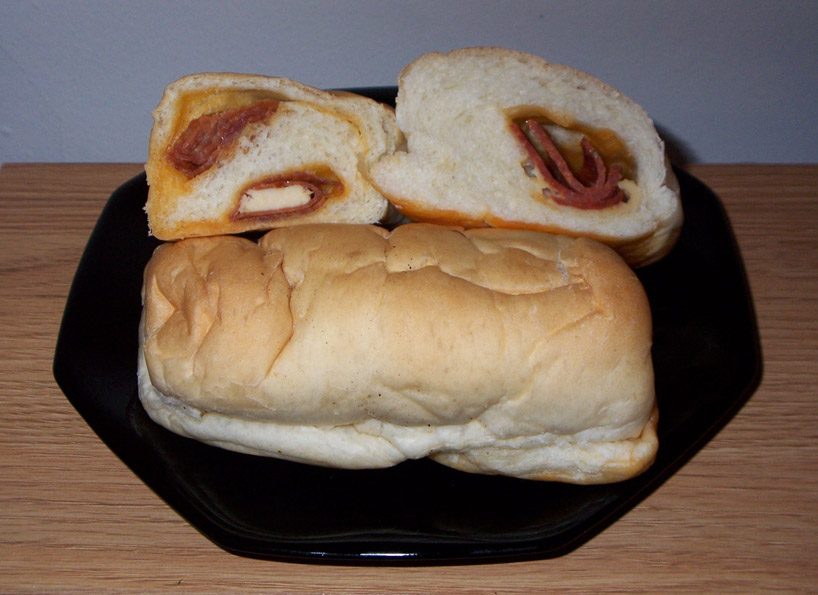The pepperoni roll — West Virginia's Italian coal-miner food, the sausage baked right into the bread.