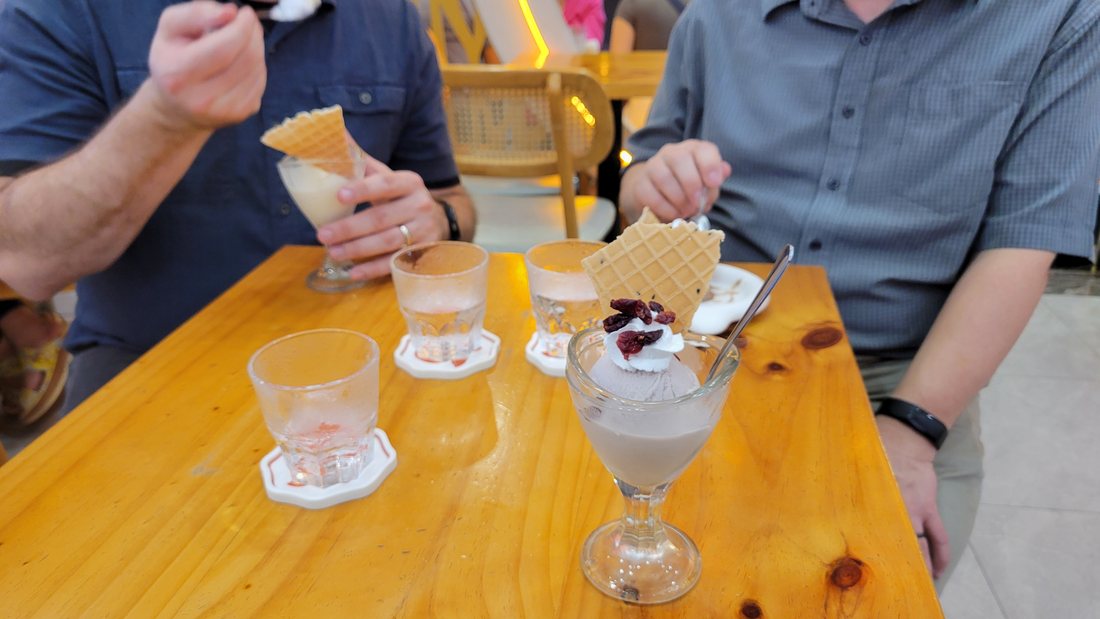 Tall sundae glasses and wafers