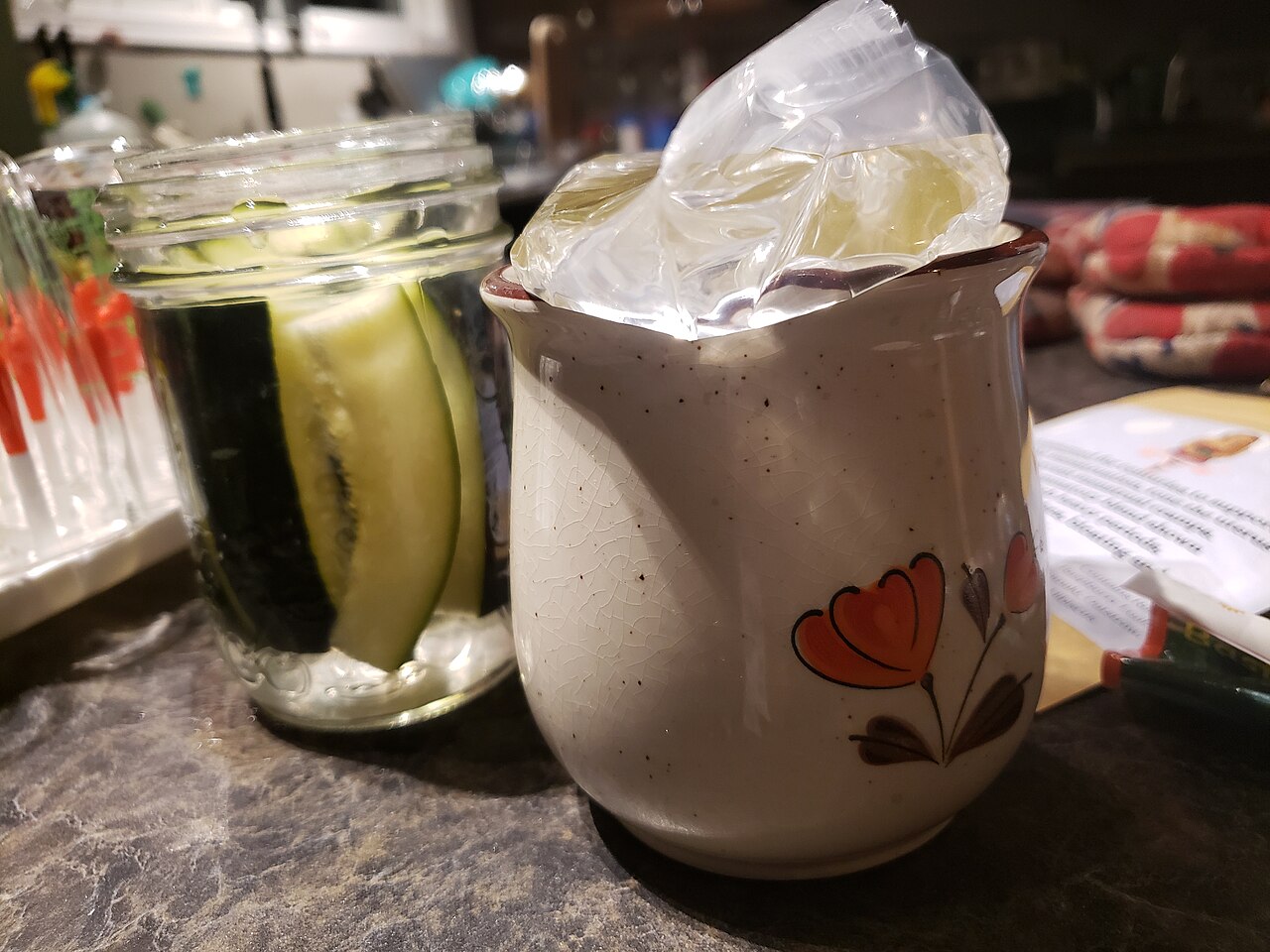 A base fermenting quietly in jars — one to two weeks at room temperature before the oak goes in